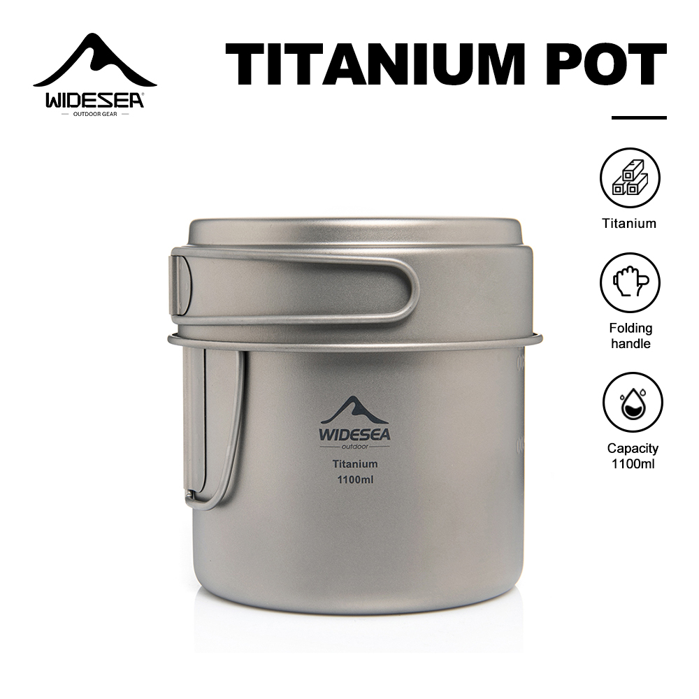 Camping Cooking Pan - Widesea Ultralight Titanium Camping Pot 1100ml