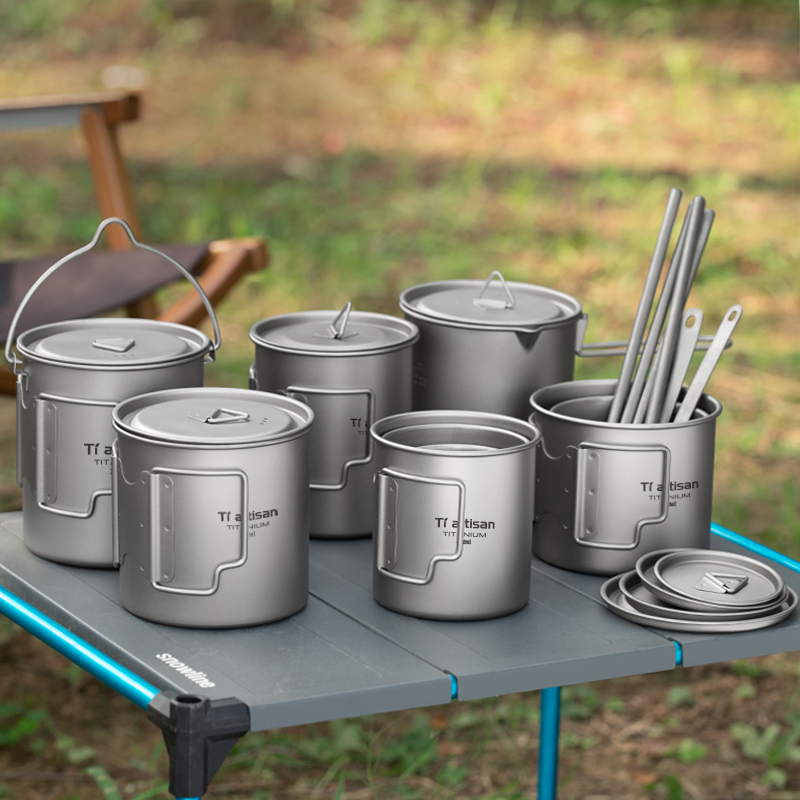 Camping Cooking Pan - Tiartisan Outdoor Titanium Lightweight Portable Tea