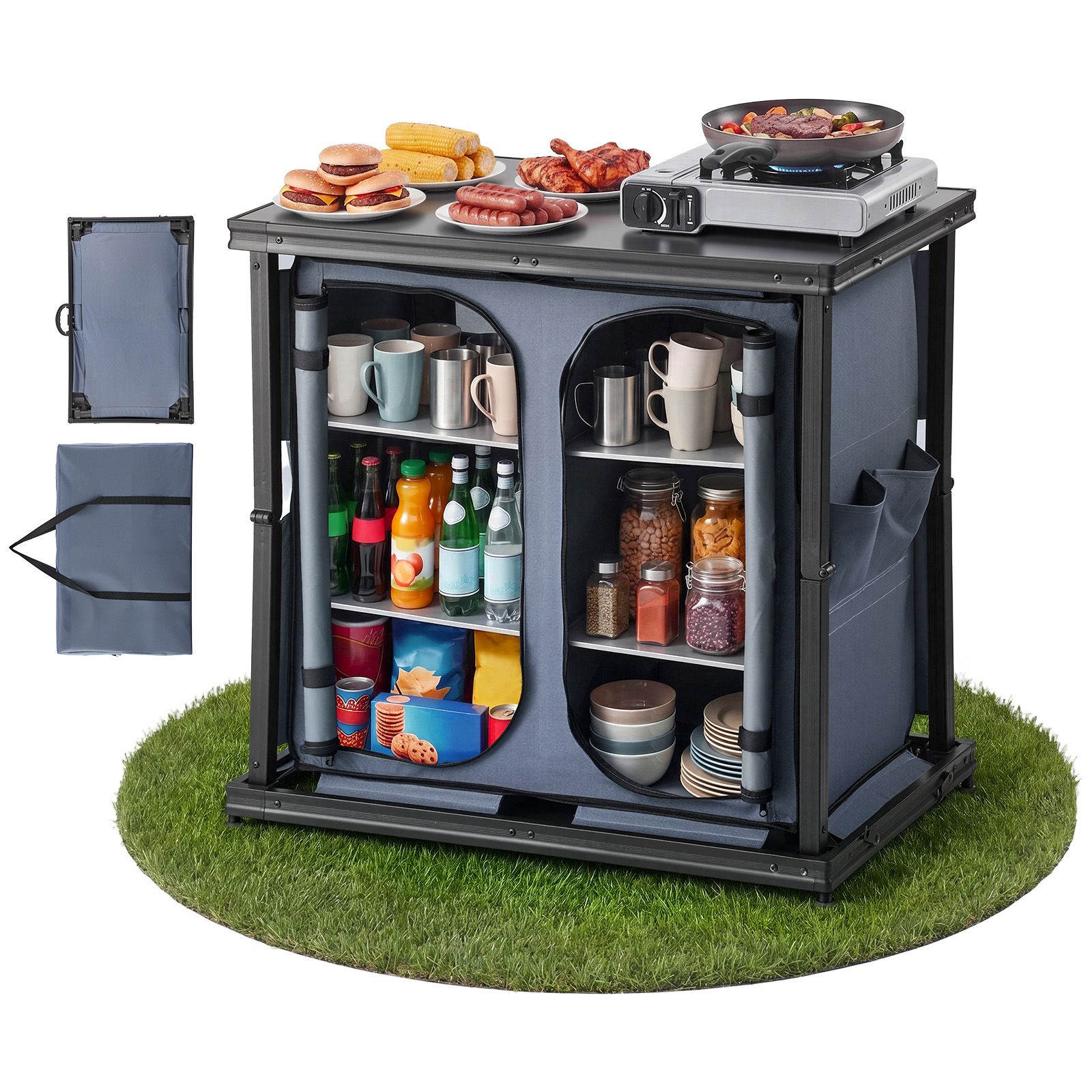 Folding Camping Storage Cabine - đánh giá và giá Camping Cooking Table With Storage