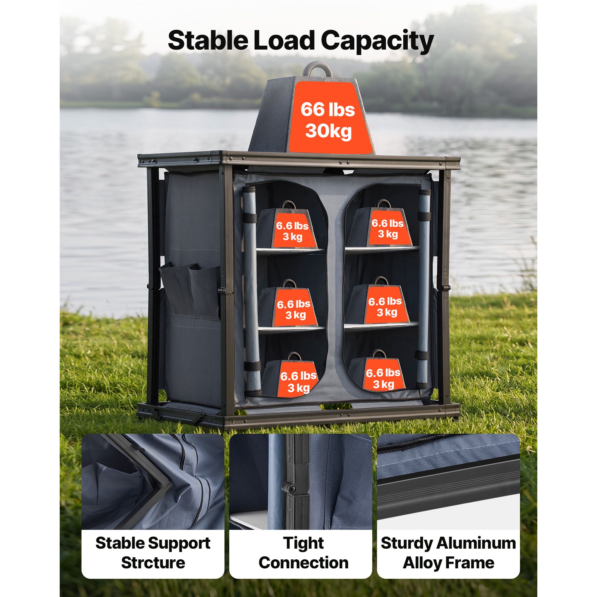 Folding Camping Storage Cabine - đánh giá và giá Camping Cooking Table With Storage