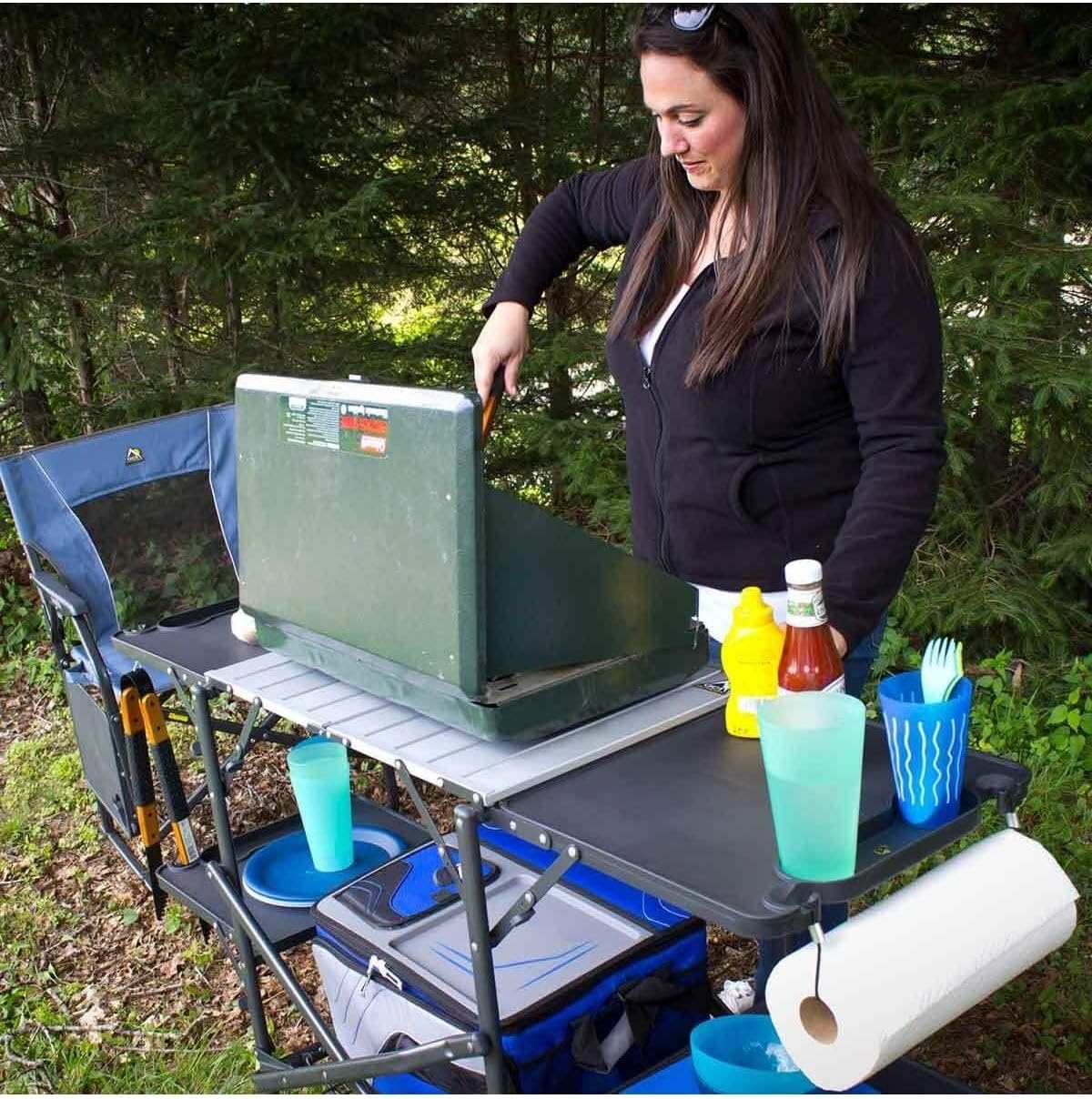 Slim Fold Portable Camping Kit - đánh giá và giá Camping Cooking Table With Storage