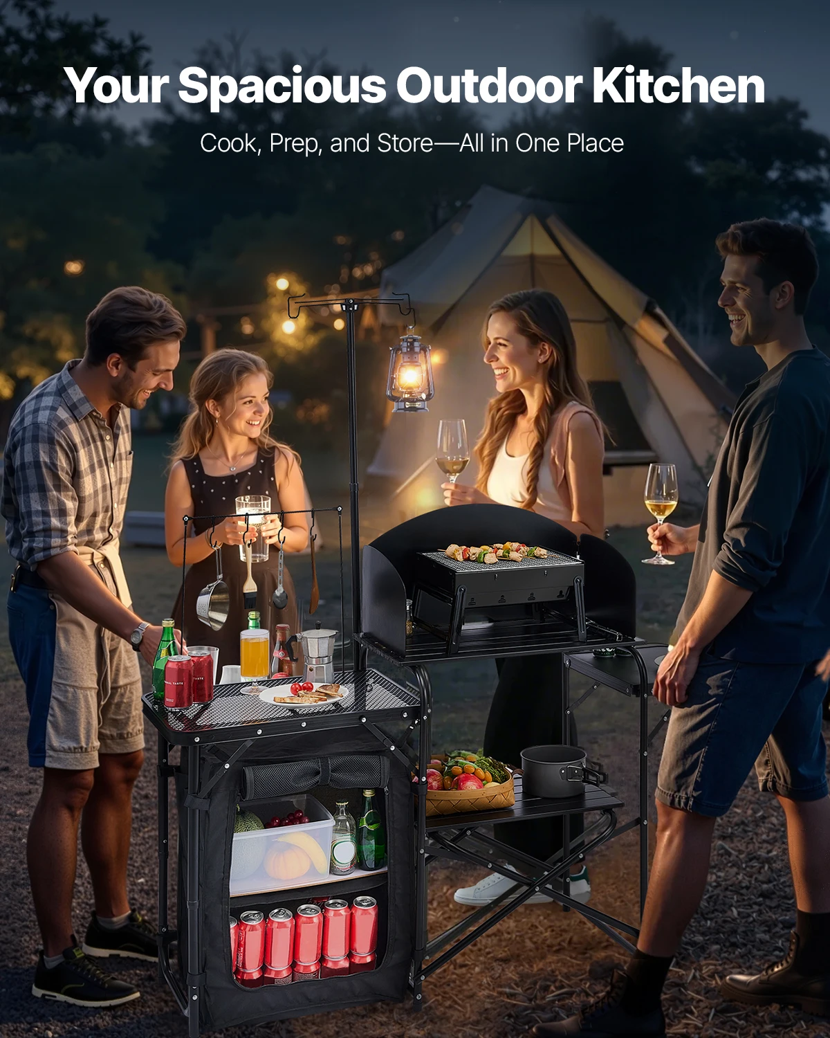 Folding Camping Table Outdoor  - đánh giá và giá Camping Cooking Table With Storage