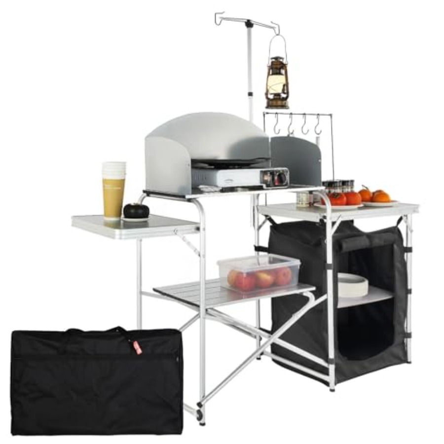Camping Kitchen Table, Folding - đánh giá và giá Camping Cooking Table With Storage