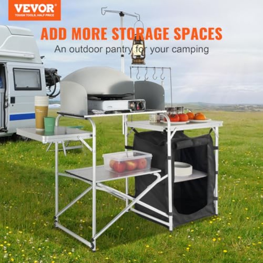 Camping Kitchen Table, Folding - đánh giá và giá Camping Cooking Table With Storage