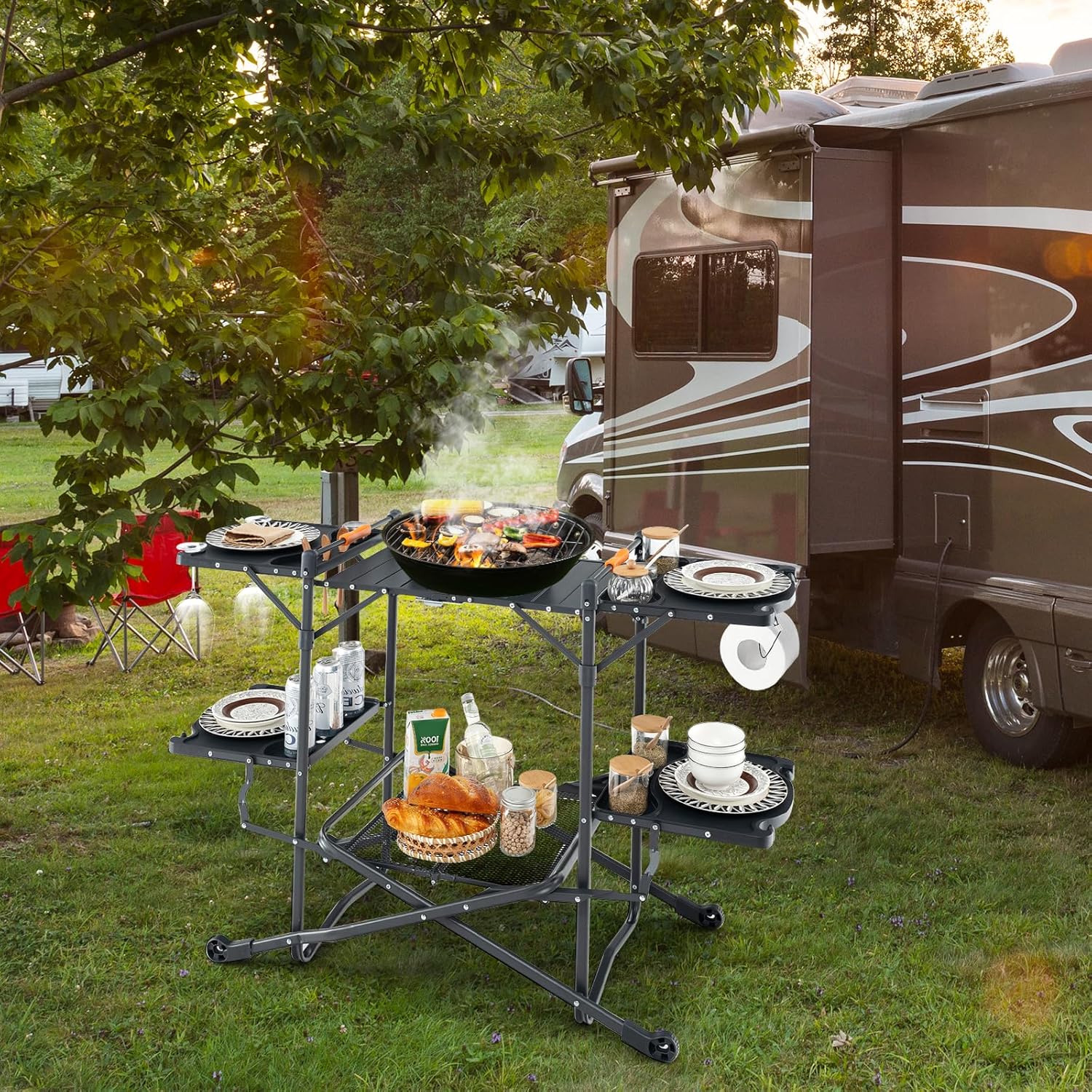 Portable Camp Cooking Table wi - đánh giá và giá Camping Cooking Table With Storage