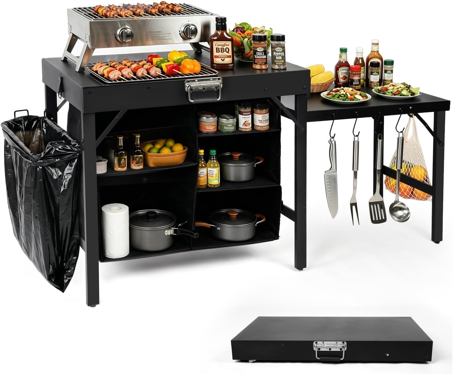 Portable Foldable Griddle Stan - đánh giá và giá Camping Cooking Table With Storage