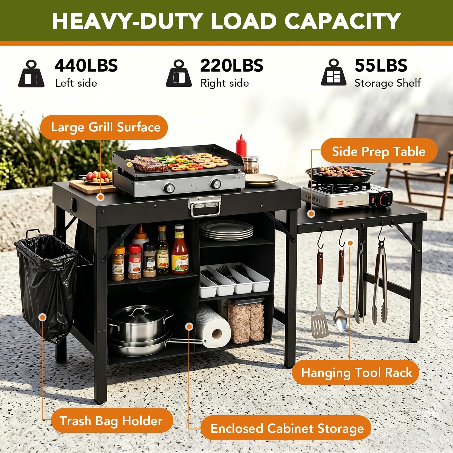 Portable Foldable Griddle Stan - đánh giá và giá Camping Cooking Table With Storage