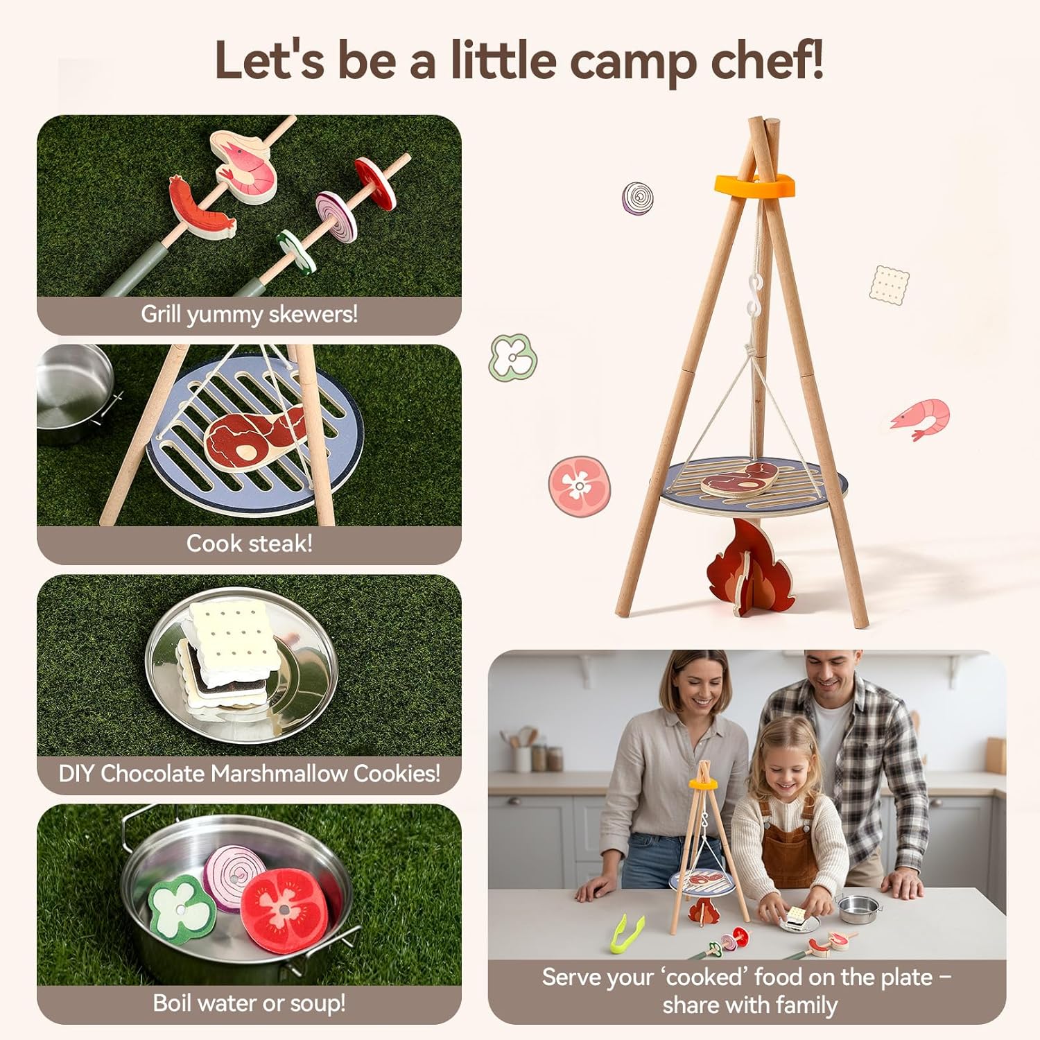 Wooden Kids Camping Toy Set Ca - đánh giá và giá Camping Cooking Kids
