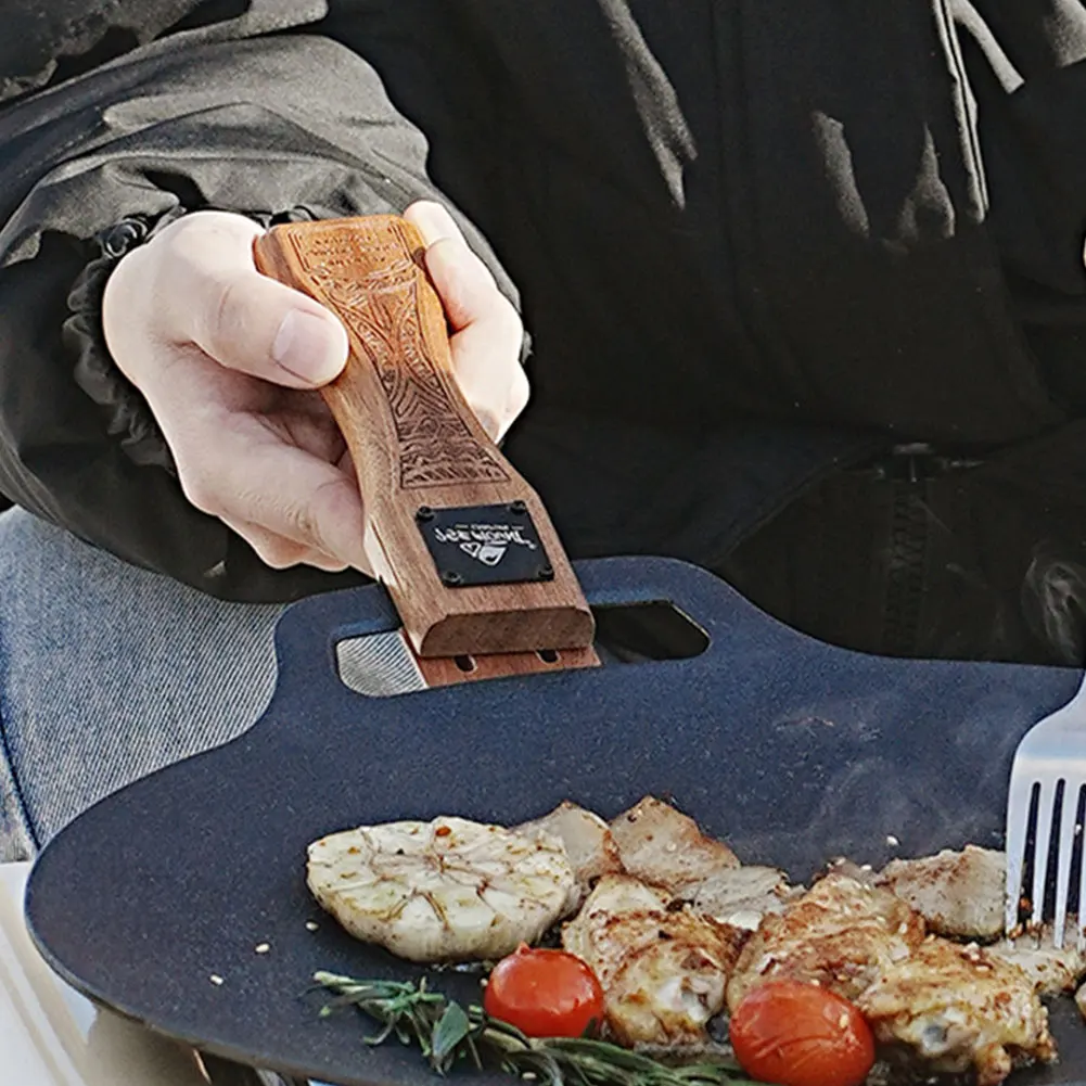 Outdoor Natural Wood Grill Pan - đánh giá và giá Camping Cooking Pan