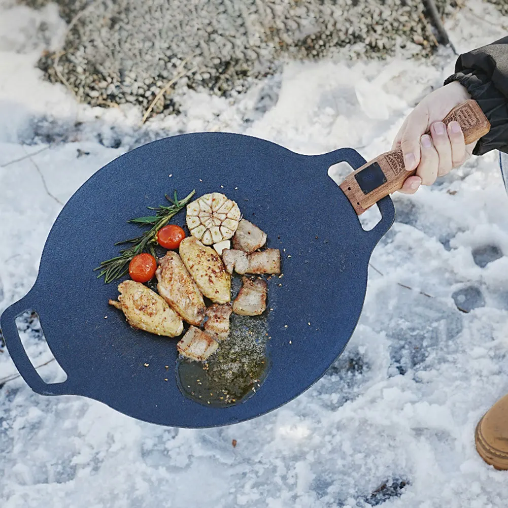 Outdoor Natural Wood Grill Pan - đánh giá và giá Camping Cooking Pan